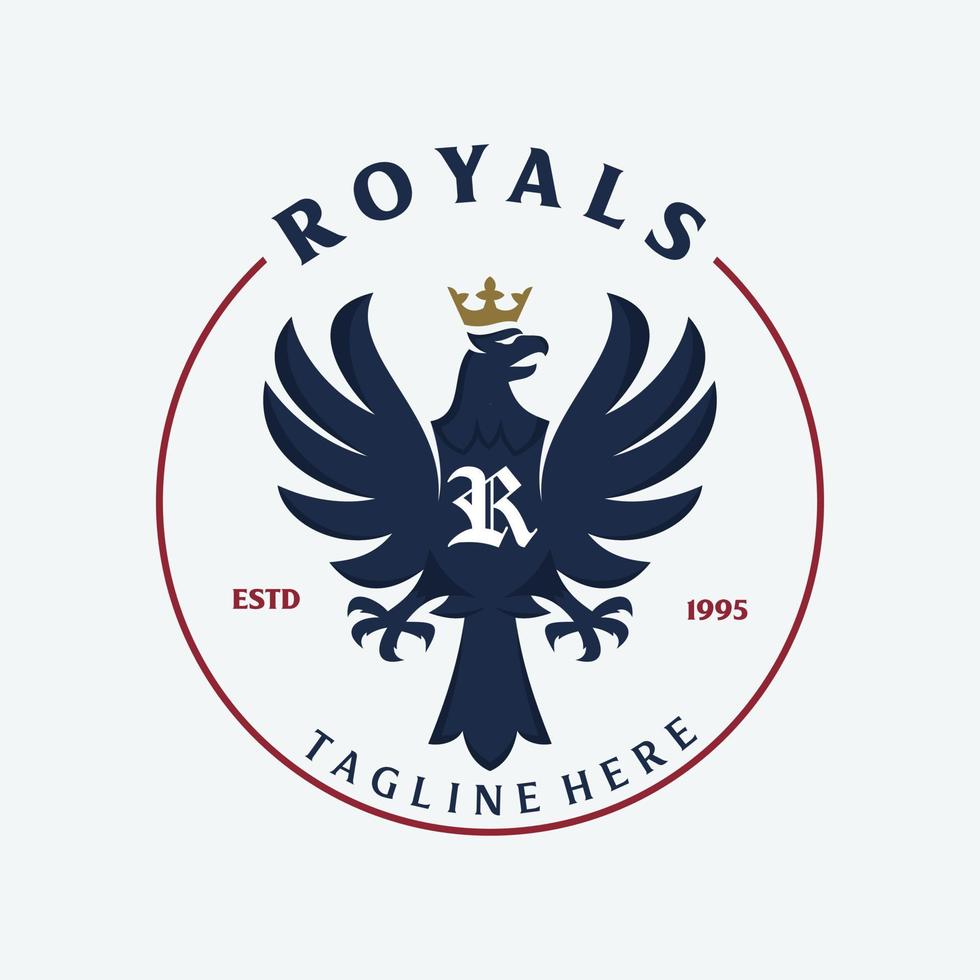 emblema de carta real com águia americana coroada vetor