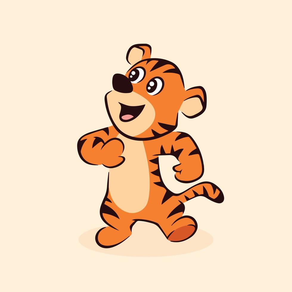 ilustração vetorial de personagem de desenho animado de tigre fofo vetor