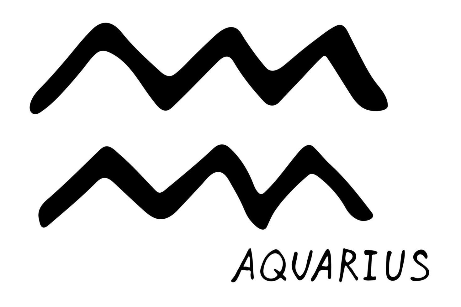 mão desenhada aquário signo do zodíaco símbolo esotérico doodle elemento de clipart de astrologia para design vetor