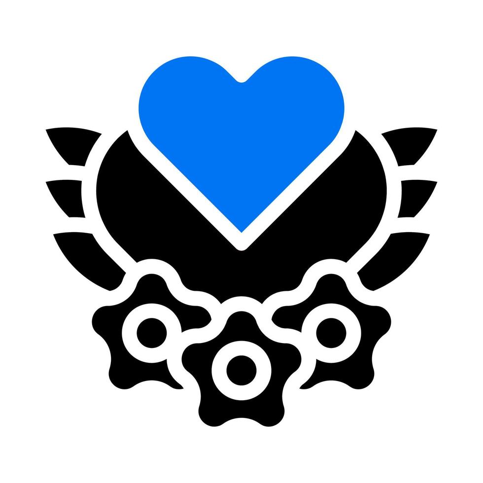 ícone do coração sólido azul preto estilo elemento do vetor ilustração dos namorados e símbolo perfeito.
