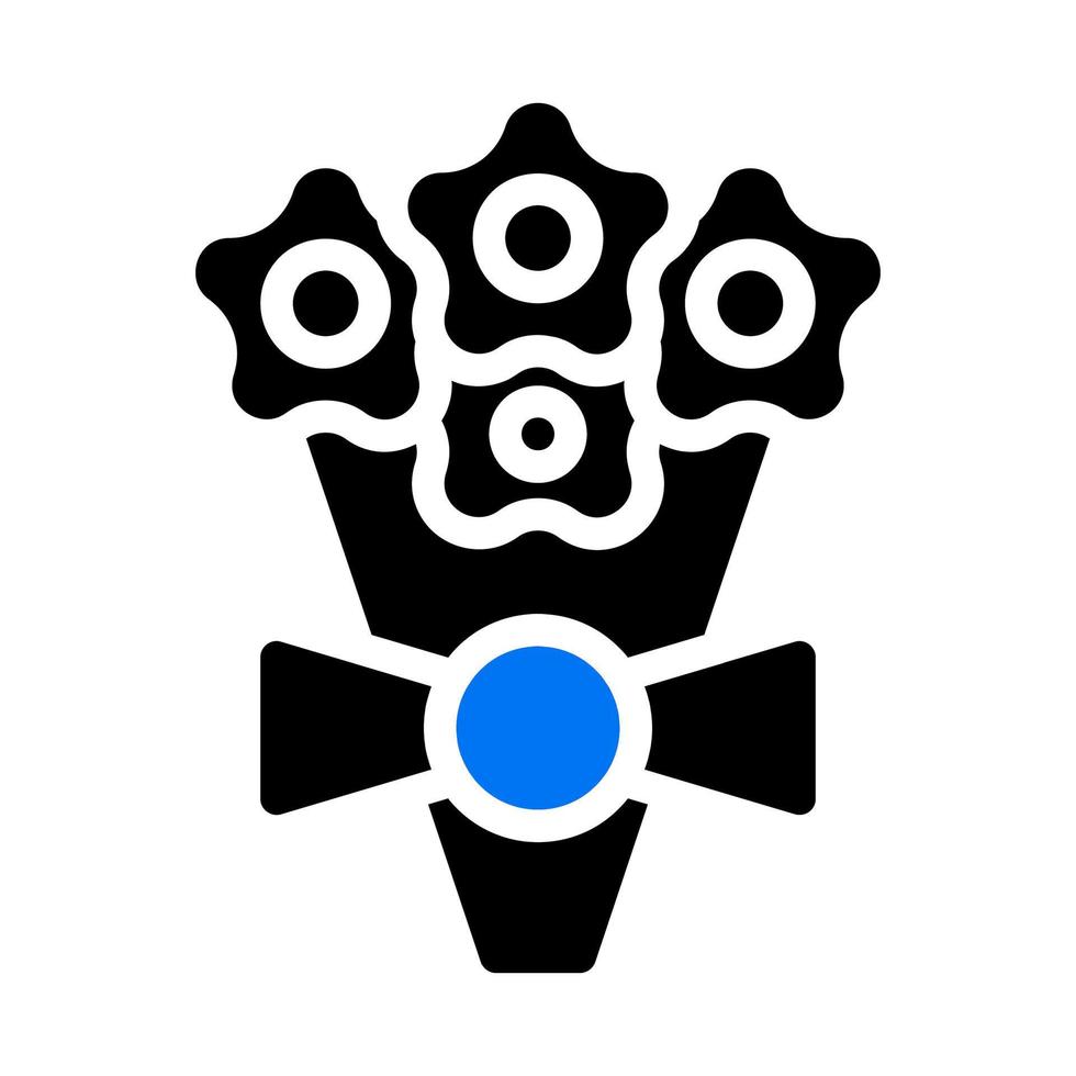 buquê ícone sólido azul preto estilo elemento do vetor ilustração dos namorados e símbolo perfeito.