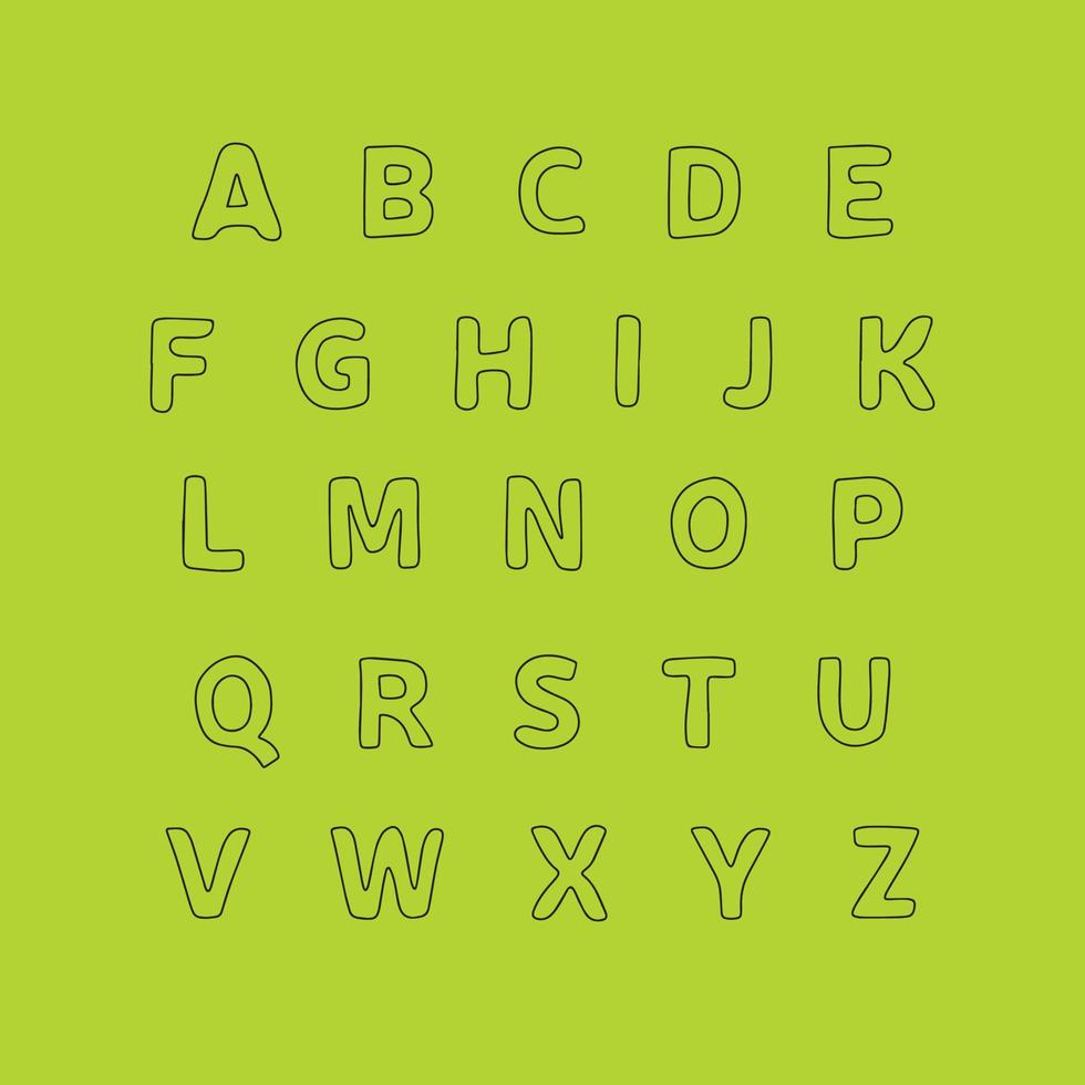 alfabeto com mão desenhar letras de contorno doodle. ilustração vetorial. vetor