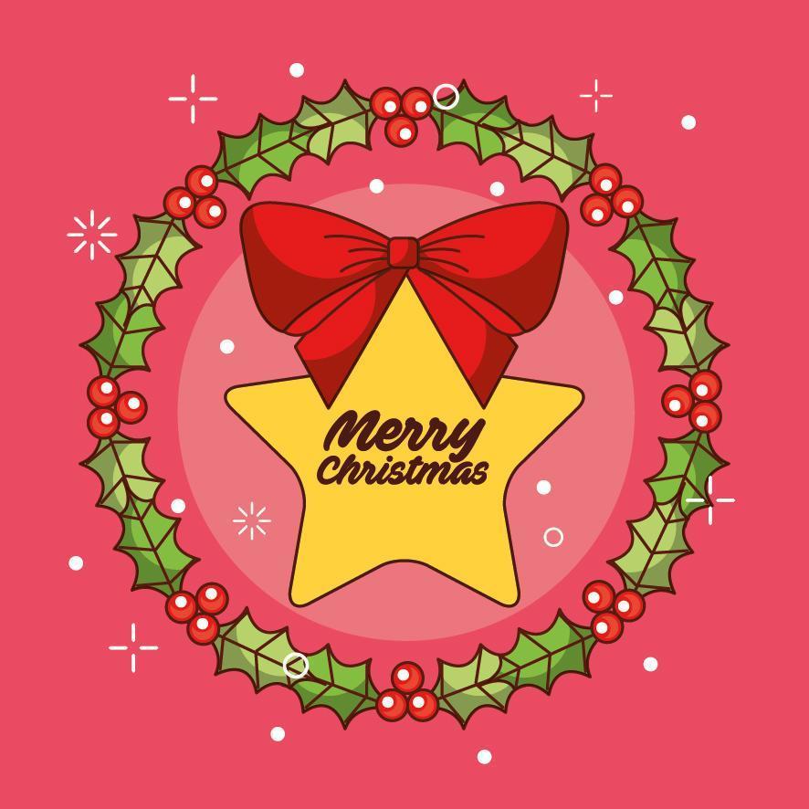 cartão de feliz natal com estrela e arco vetor