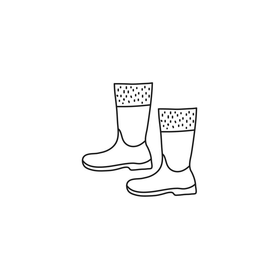 doodle par de botas de borracha. vetor