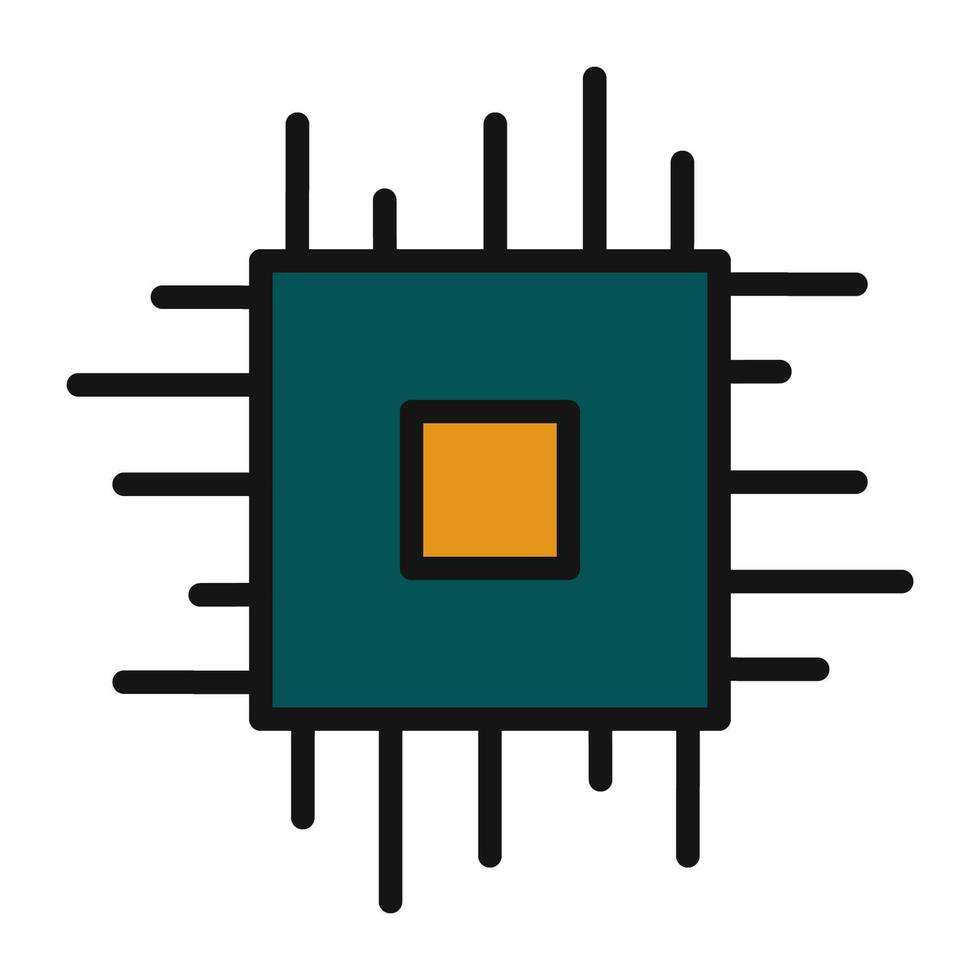 ícone de linha de chip de CPU isolado no fundo branco. ícone liso preto fino no estilo de contorno moderno. símbolo linear e curso editável. ilustração em vetor curso perfeito simples e pixel.