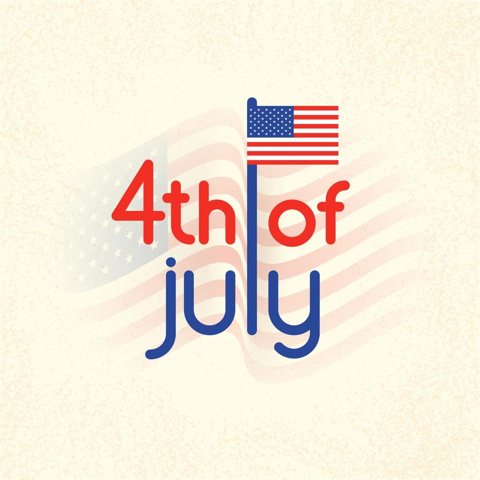 cartaz criativo ou design de banner, tipografia texto 4 de julho com bandeira americana. vetor