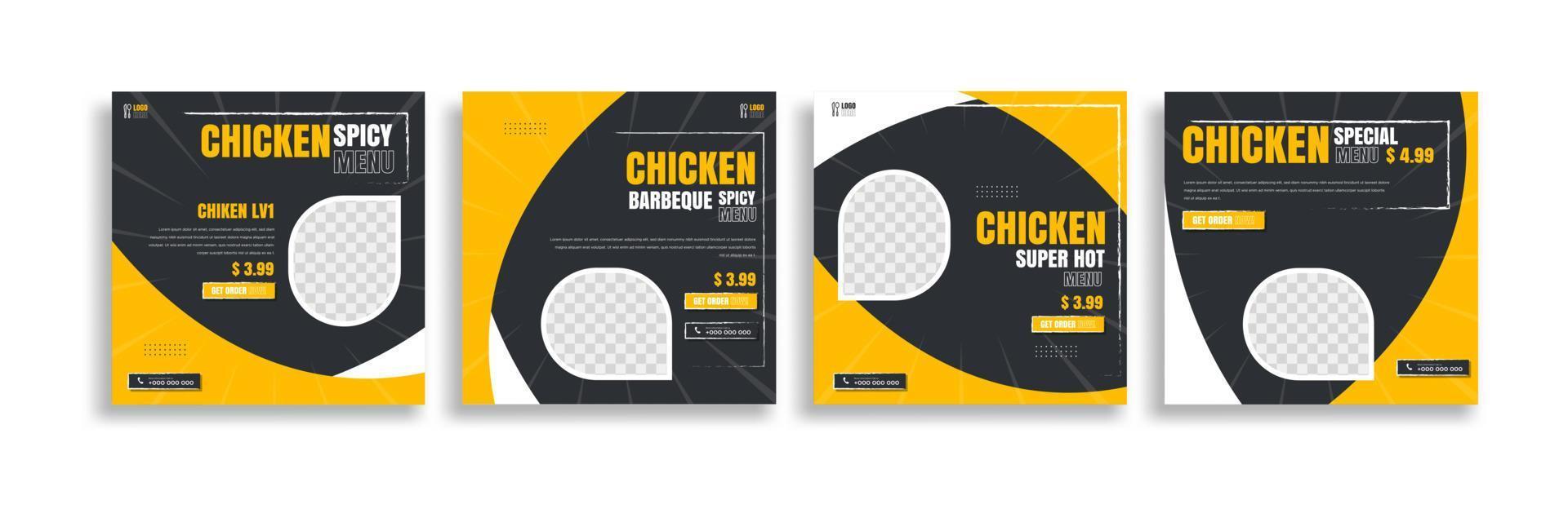 conjunto de história de postagem de comida. design de modelo de banner de mídia social. design criativo, fácil de usar para promoções de seu produto. comida de história para a promoção do seu restaurante vetor