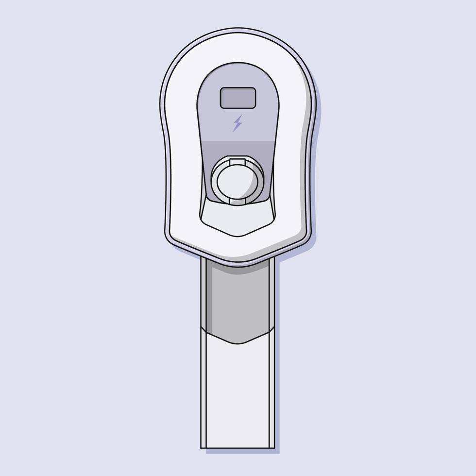 ilustração de ícone vetorial de estação de carregamento de veículo elétrico com contorno para elemento de design, clip-art, web, página inicial, adesivo, banner. estilo de desenho animado plano vetor