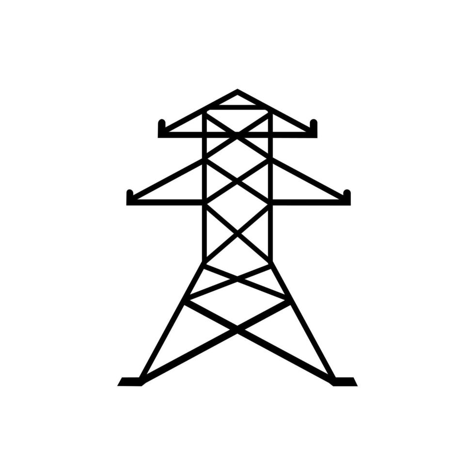 vetor de ícone de torre de eletricidade. sinal de ilustração de torre de transmissão. símbolo de linhas de energia. logotipo de linhas elétricas.