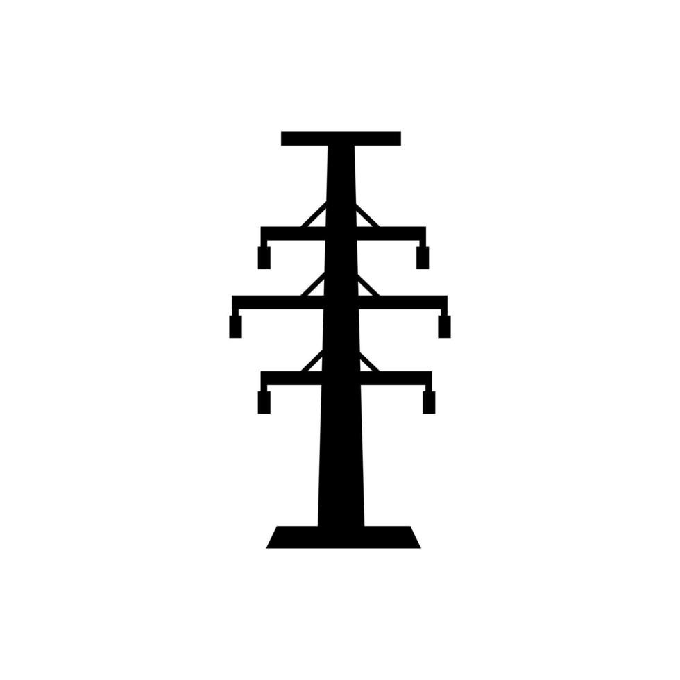 vetor de ícone de torre de eletricidade. sinal de ilustração de torre de transmissão. símbolo de linhas de energia. logotipo de linhas elétricas.