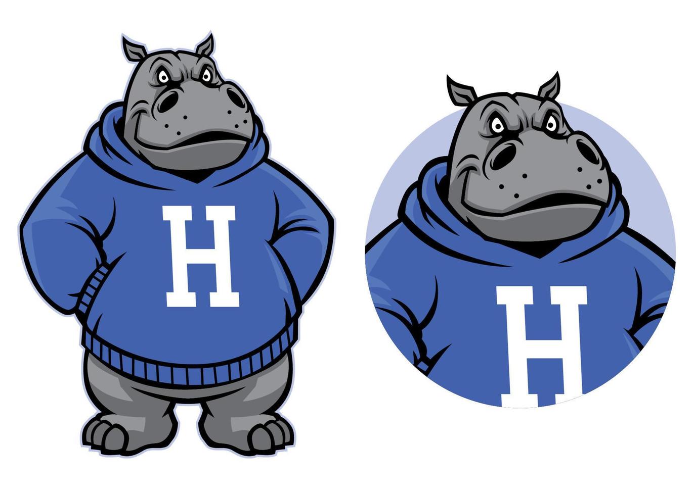 coleção de conjunto de mascote hipopótamo vetor