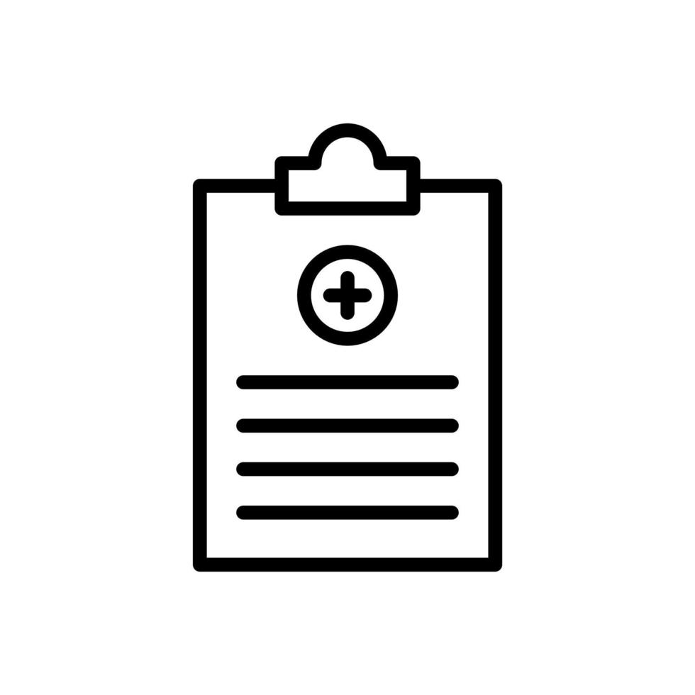 relatório médico, ícone de registro clínico em design de estilo de linha isolado no fundo branco. curso editável. vetor