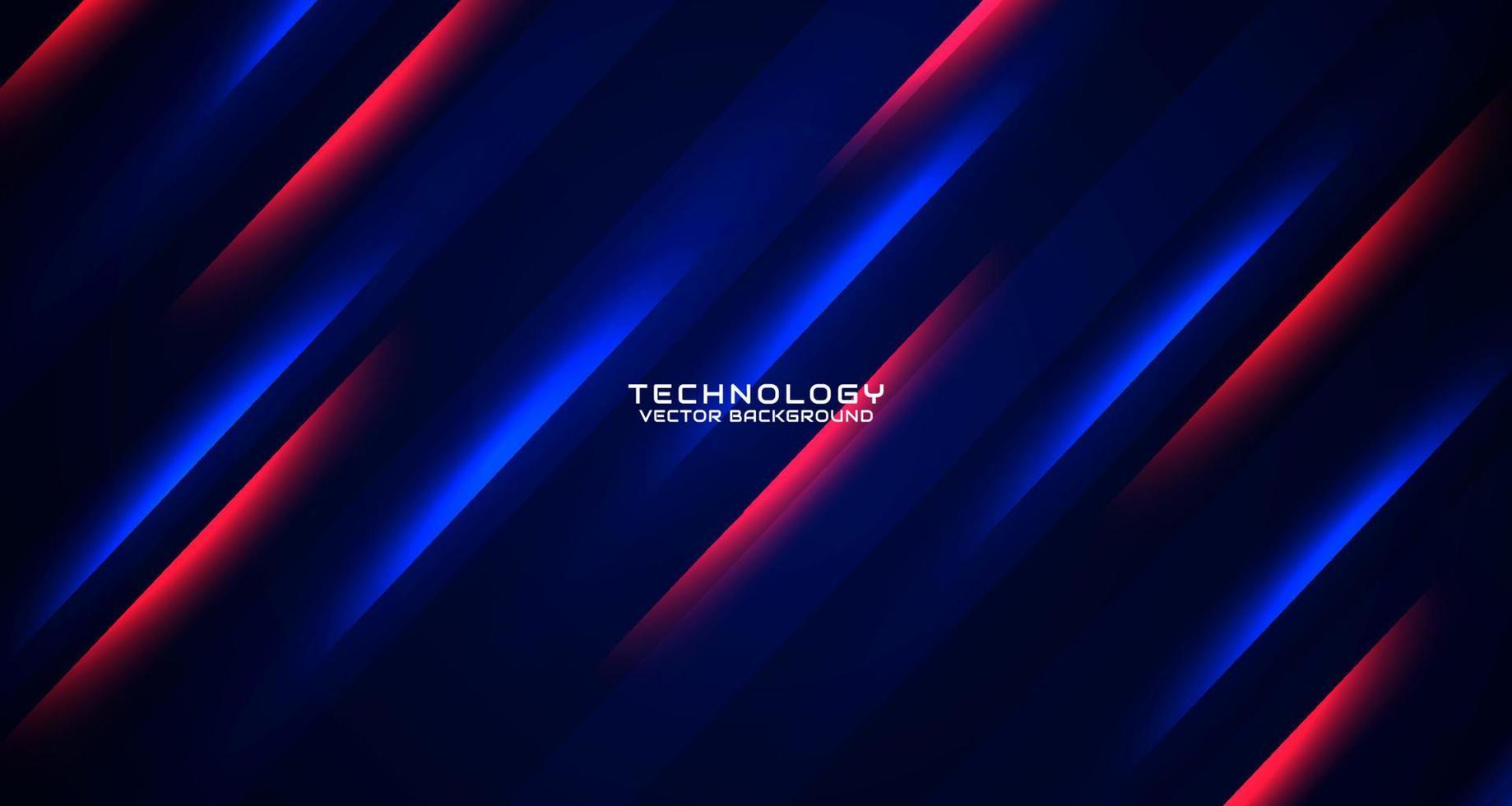 Camada de sobreposição de fundo abstrato techno azul vermelho 3d no espaço escuro com decoração de efeito brilhante. conceito de estilo cortado. elemento de design gráfico para panfleto de banner, cartão, capa de brochura ou página de destino vetor