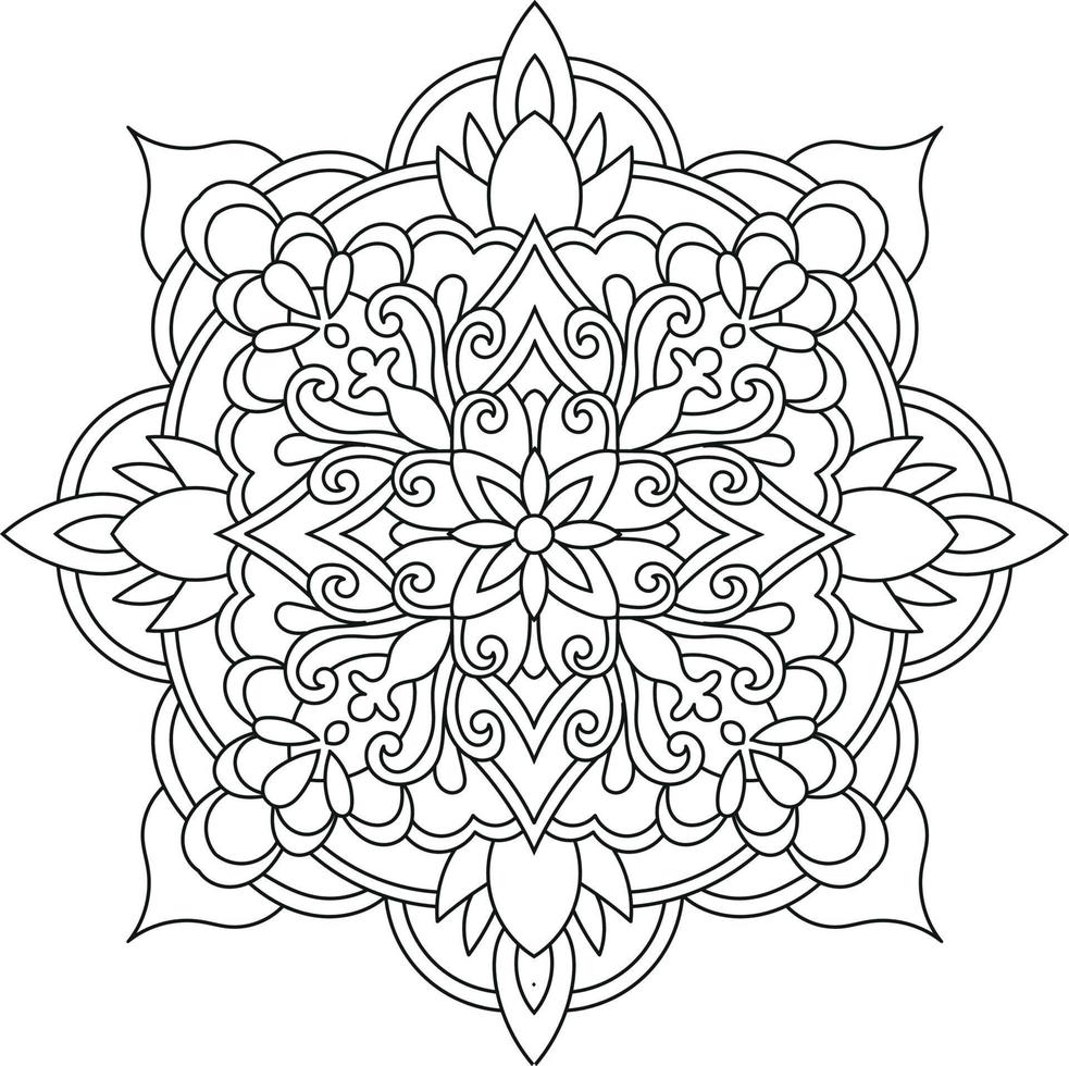 design de arte de linha mandala, página de livro para colorir vetor