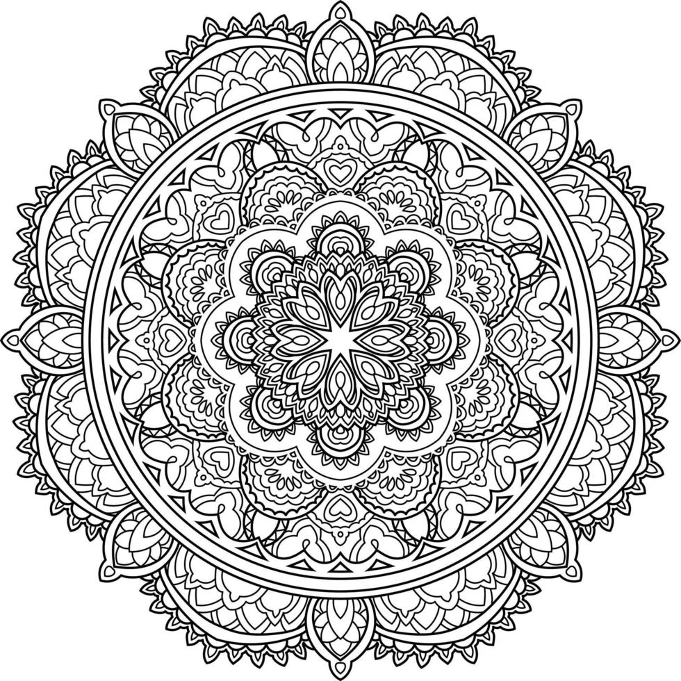 ilustração vetorial mandala preto e branco, livro de página para colorir vetor