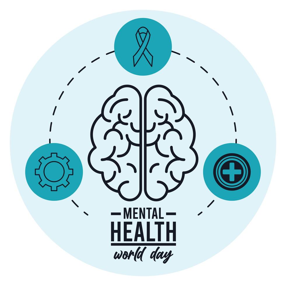 ícones de campanha do dia mundial da saúde mental vetor