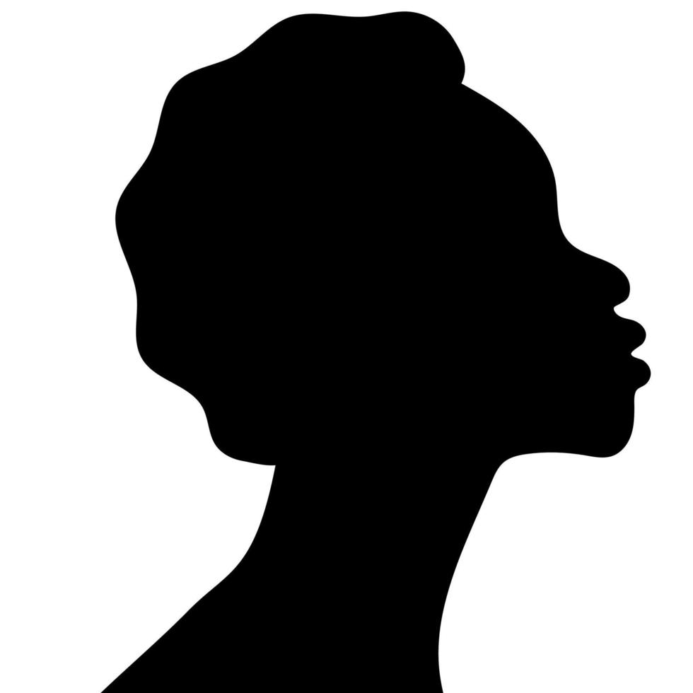 vetor mulher africana, americana com cabelo encaracolado. mão desenhar afro mês de história de silhouette.black penteado feminino. história afro-americana.