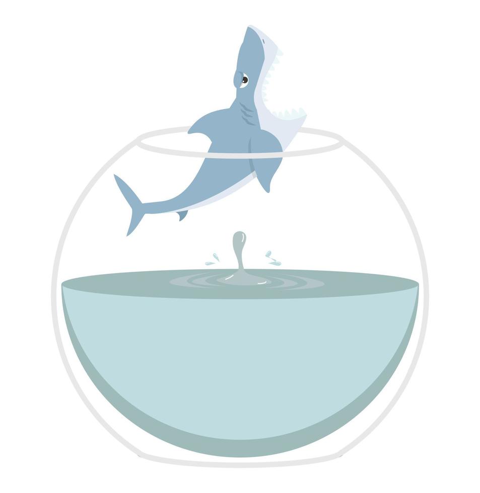 tubarão pulando do desenho animado do aquário vetor