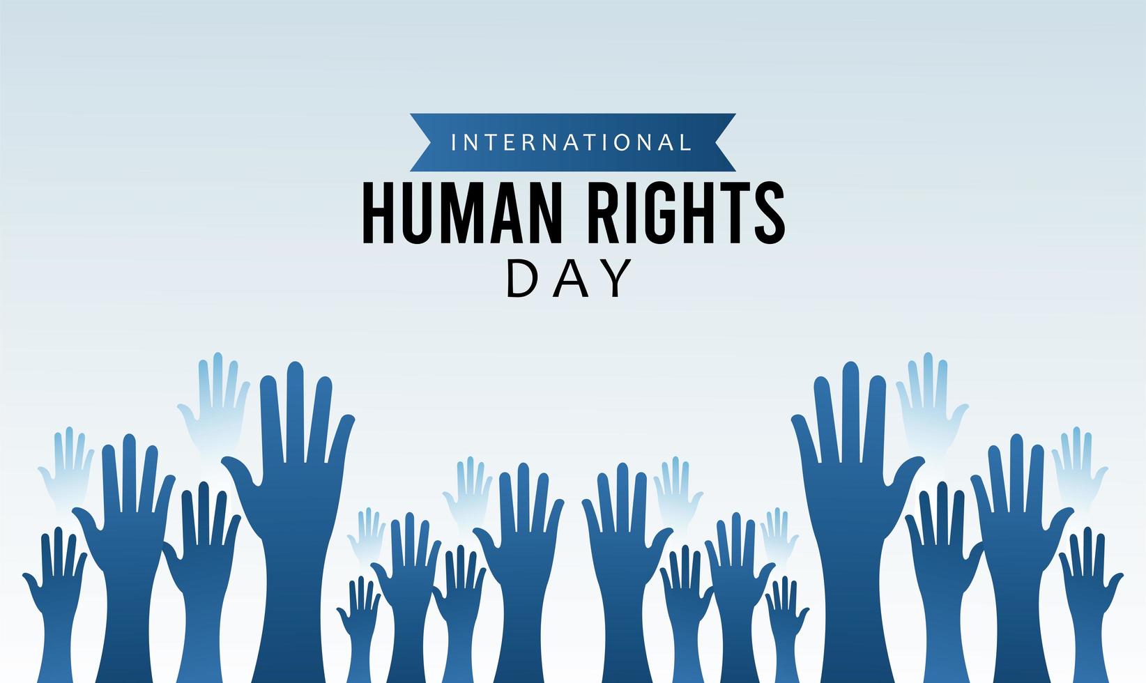 pôster do dia dos direitos humanos com silhueta de mãos ao alto vetor
