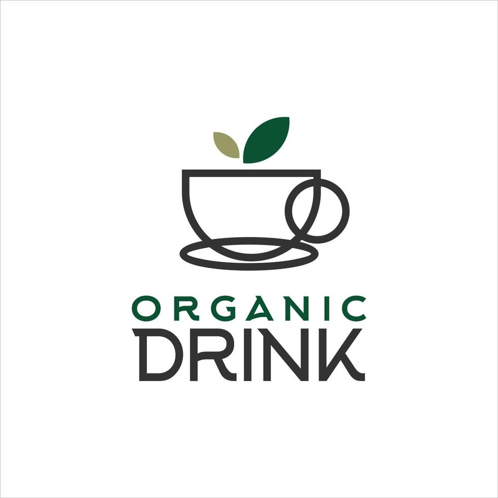 modelo de design de logotipo de copo de bebida orgânica vetor