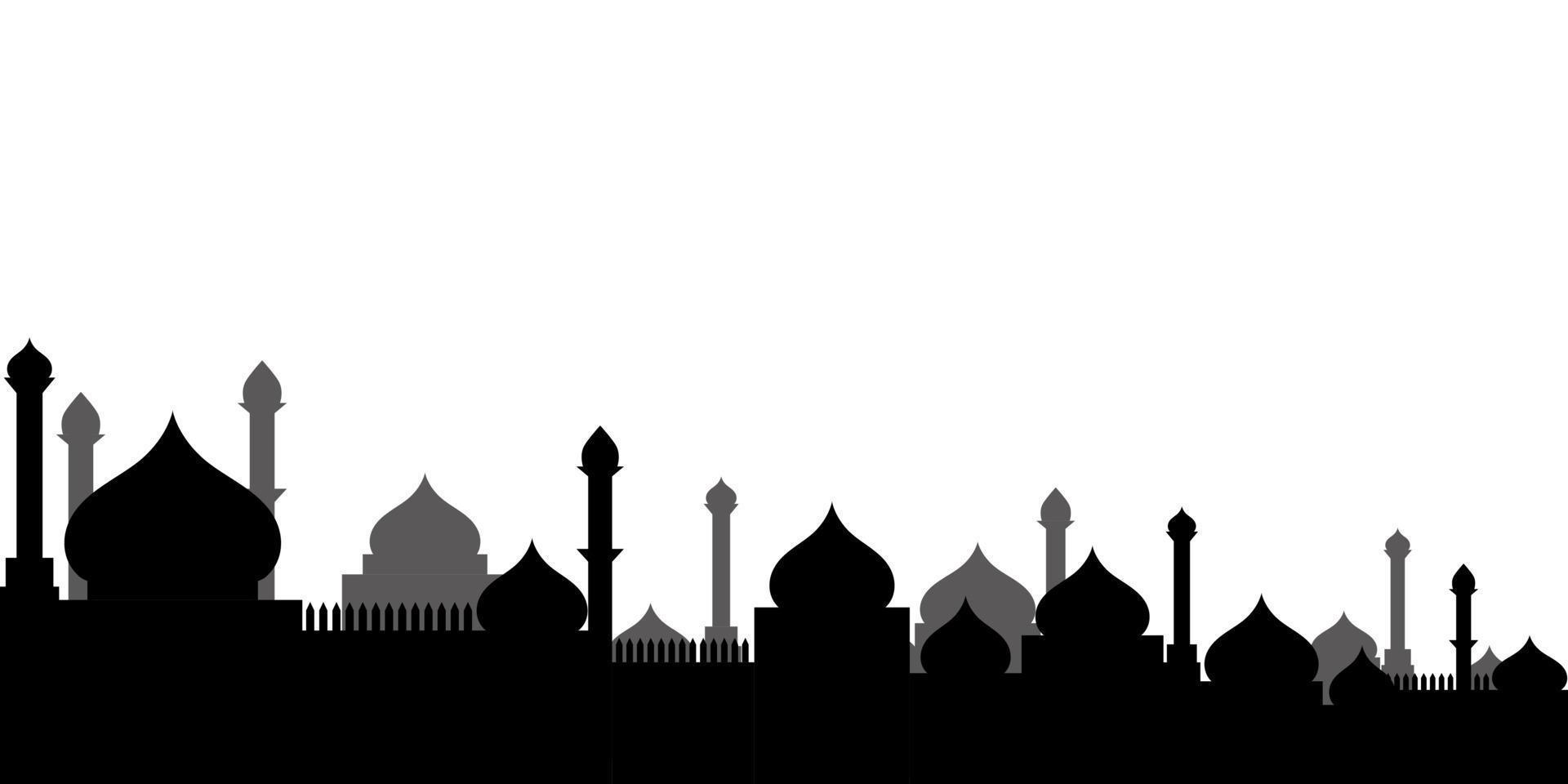 silhueta de mesquita com espaço de cópia para fundo islâmico. paisagem da cidade do oriente médio vetor