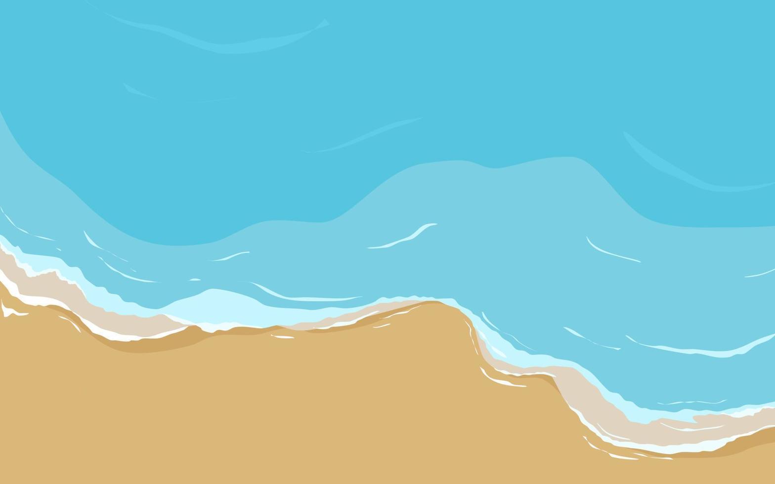 vista superior do mar azul com ondas pequenas e praia de areia vetor