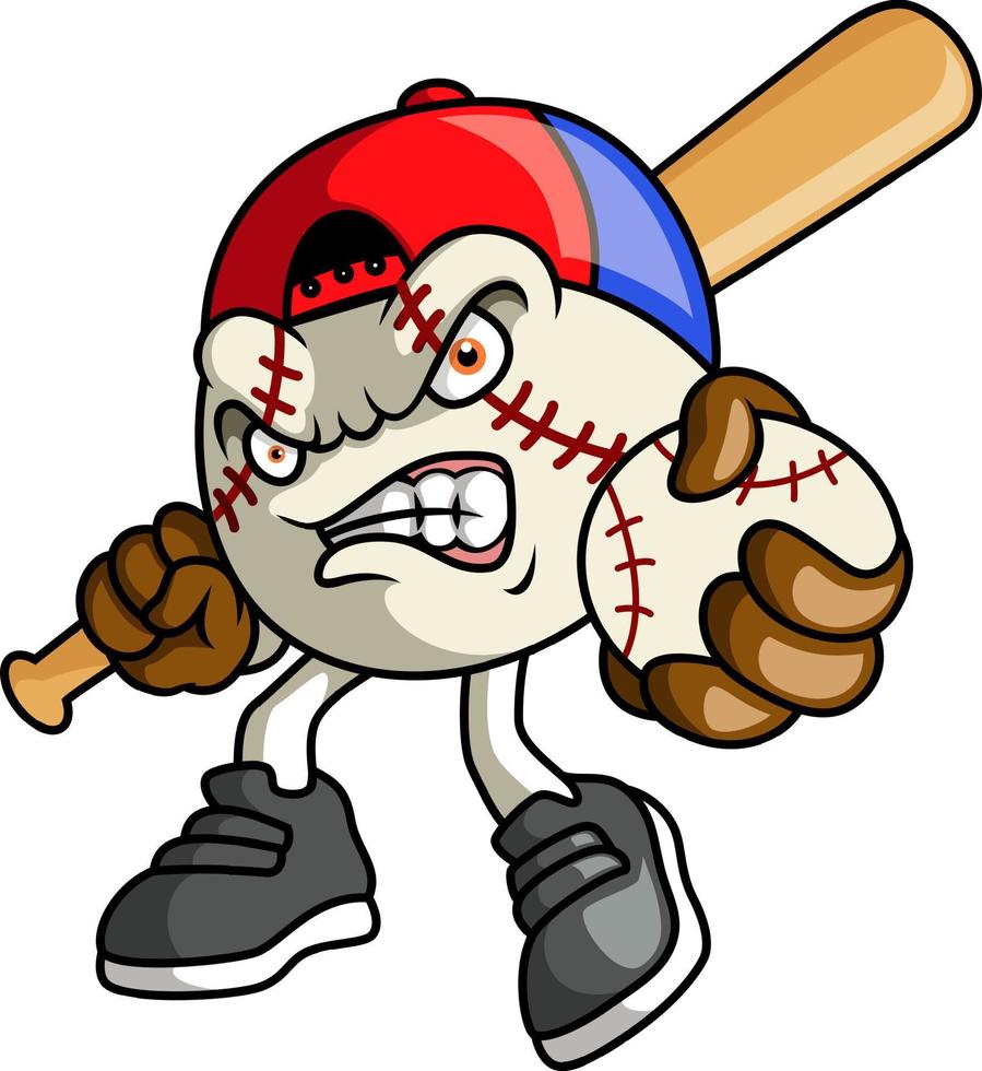 personagem de desenho animado de mascote de beisebol com raiva vetor