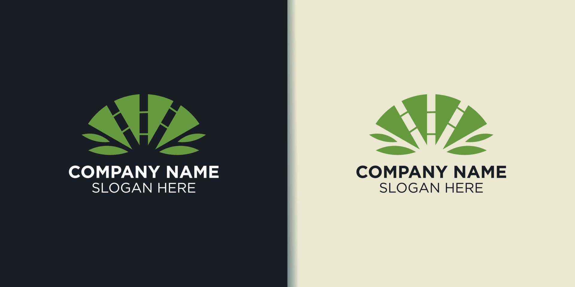 vetor de logotipo de lótus e bambu, inspiração de logotipo de natureza