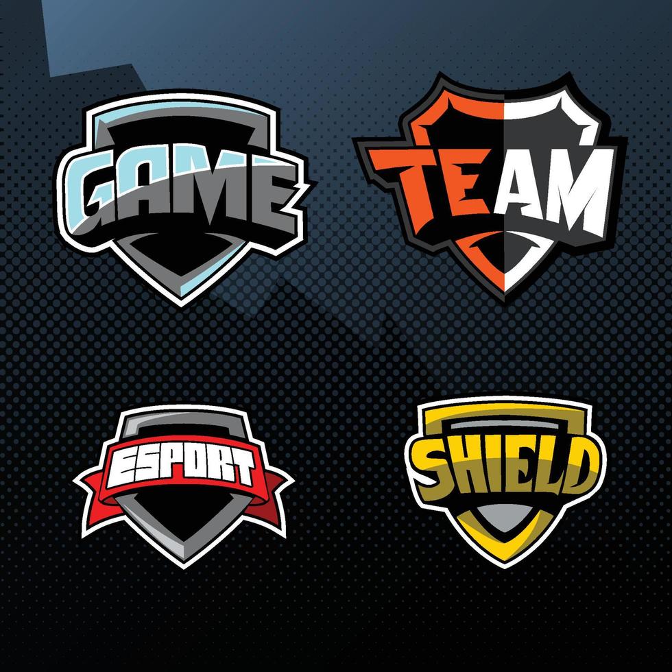 logotipo do conjunto de escudos para esport, esporte ou mascote da equipe de jogos. vetor