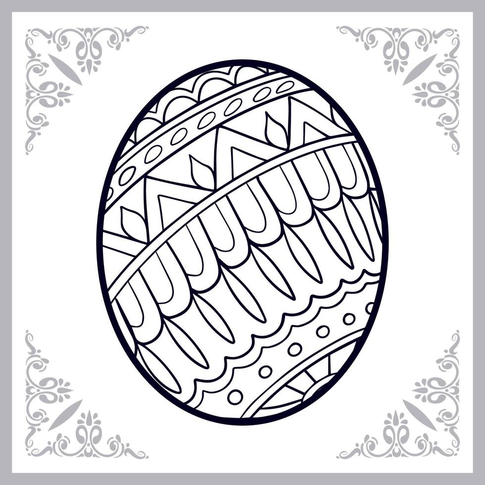 artes de mandala de coelho de ovo de páscoa isoladas no fundo branco vetor