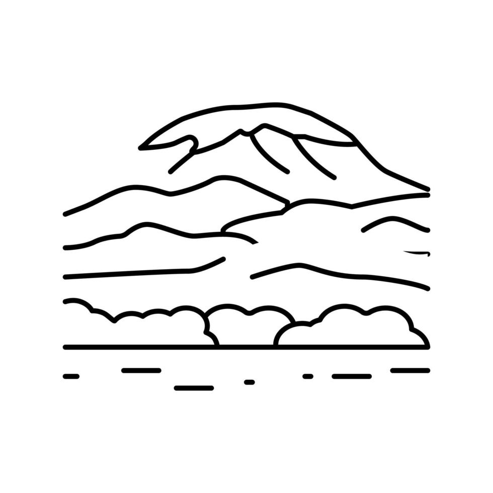 ilustração vetorial de ícone de linha do monte kilimanjaro vetor
