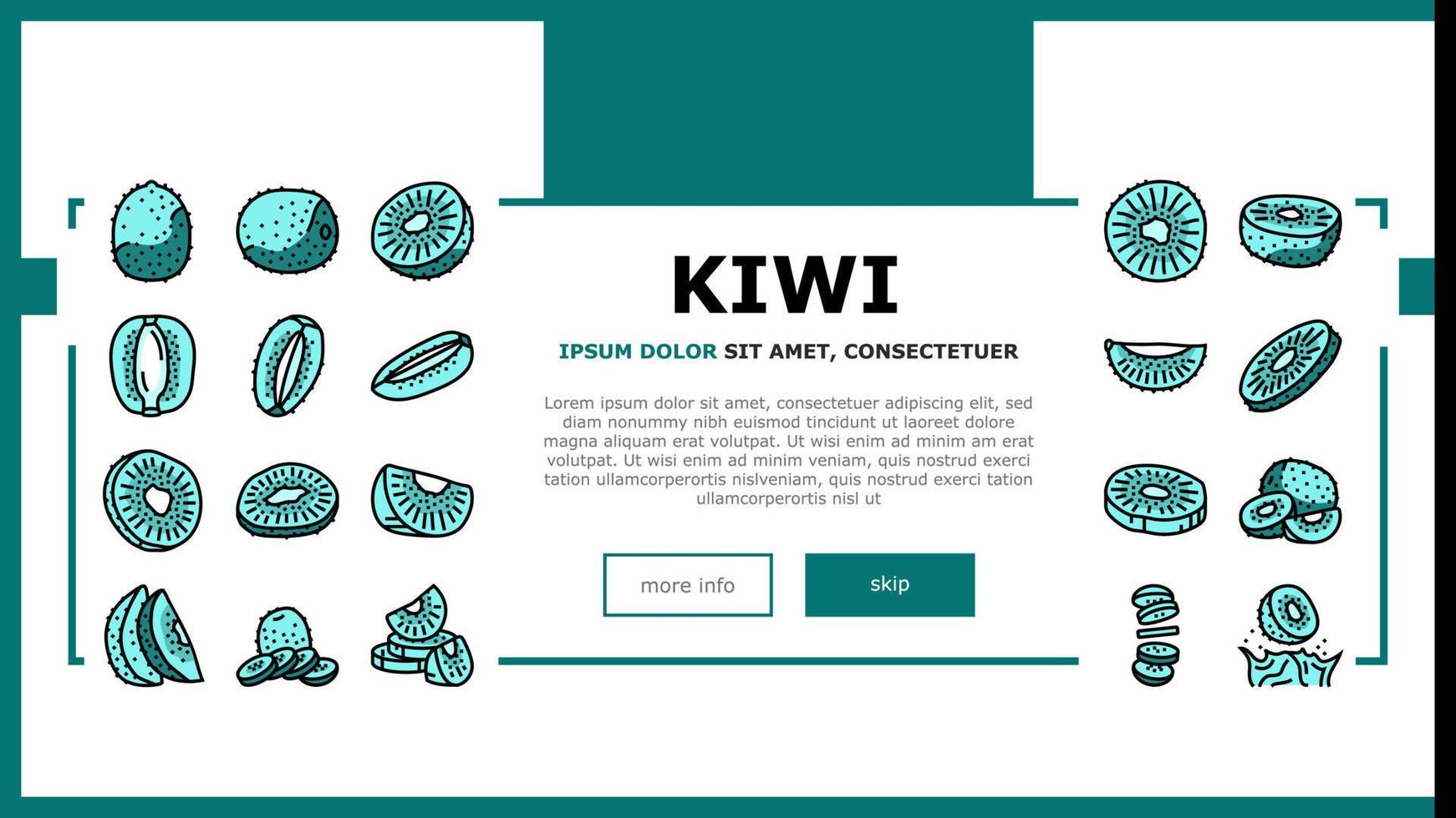 vetor de cabeçalho de pouso de fatia fresca de fruta kiwi