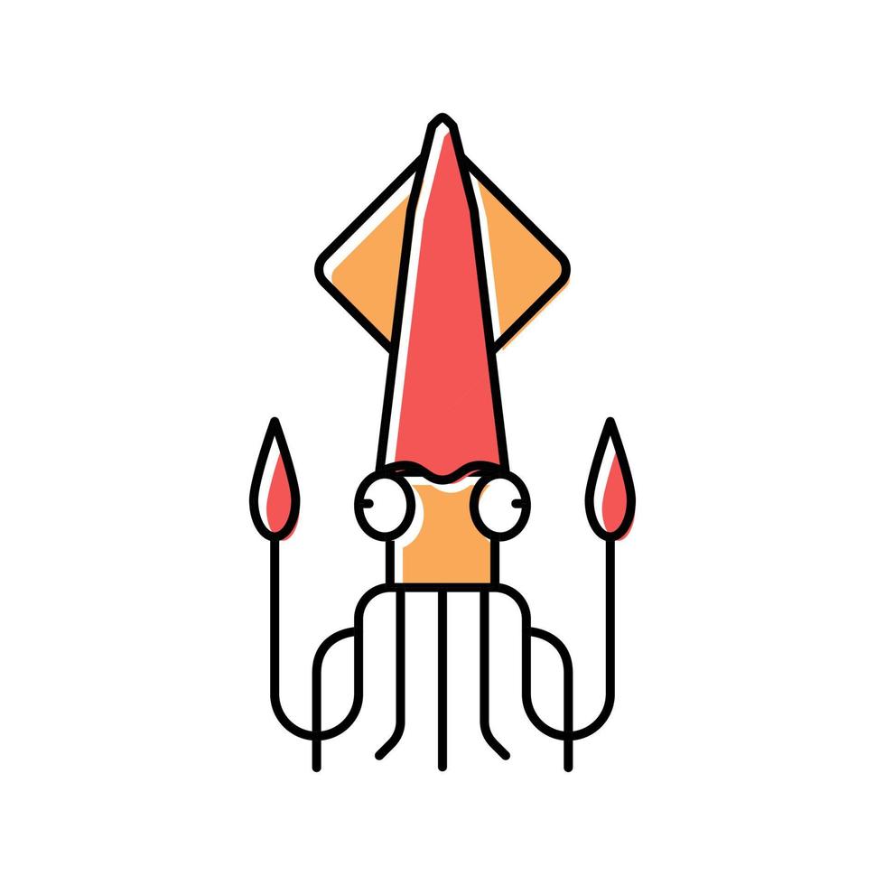 ilustração em vetor ícone de cor do oceano lula cefalópode