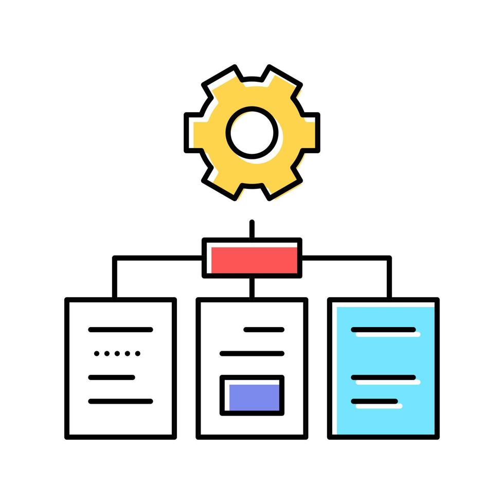 diagrama na ilustração em vetor de ícone de cor de lista de papel