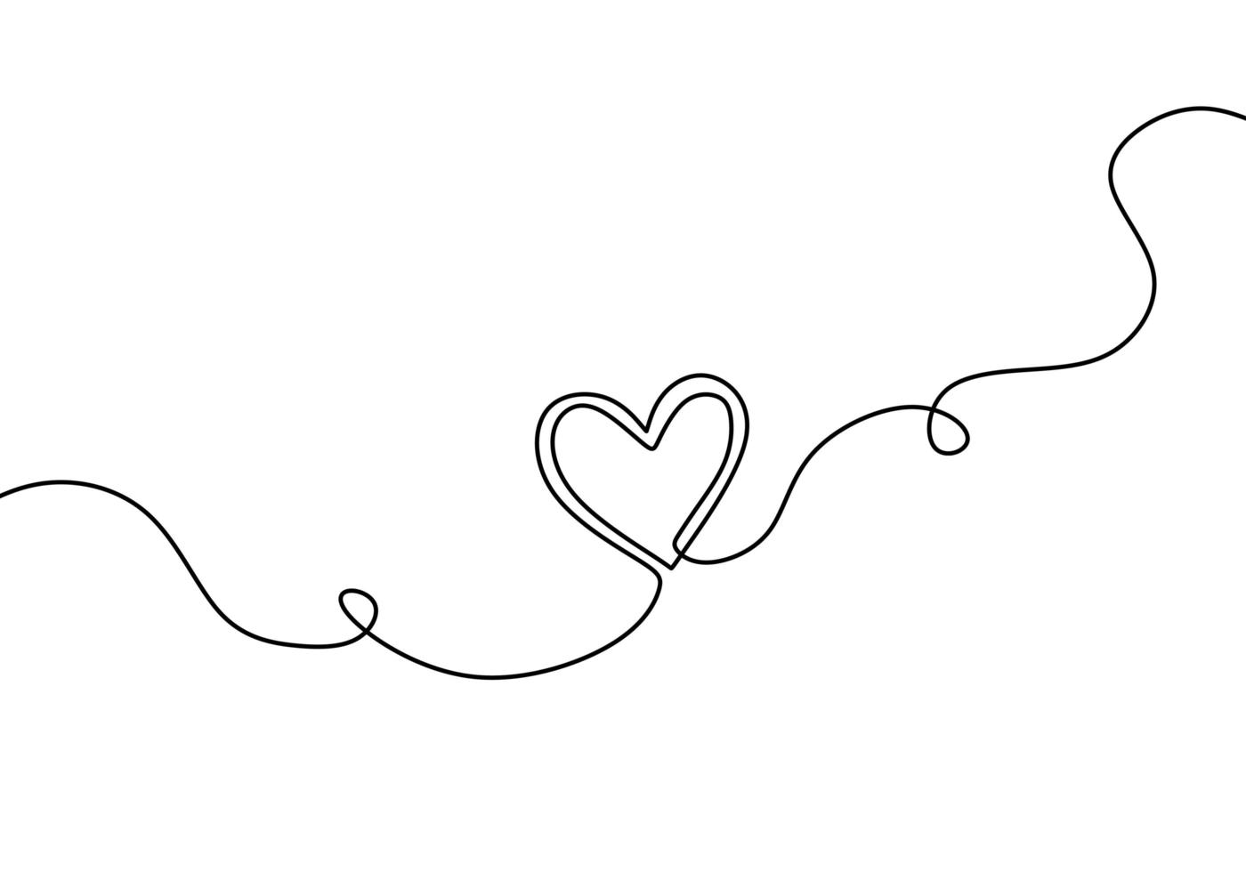 desenho de linha contínua de coração, ilustração em vetor esboço desenhado de uma mão.