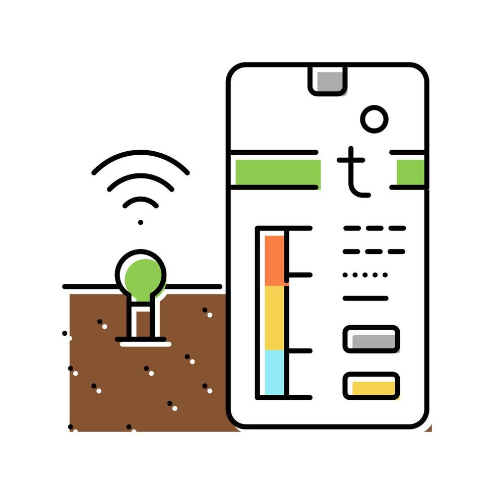 ilustração em vetor ícone de cor de fazenda inteligente de controle de solo de temperatura