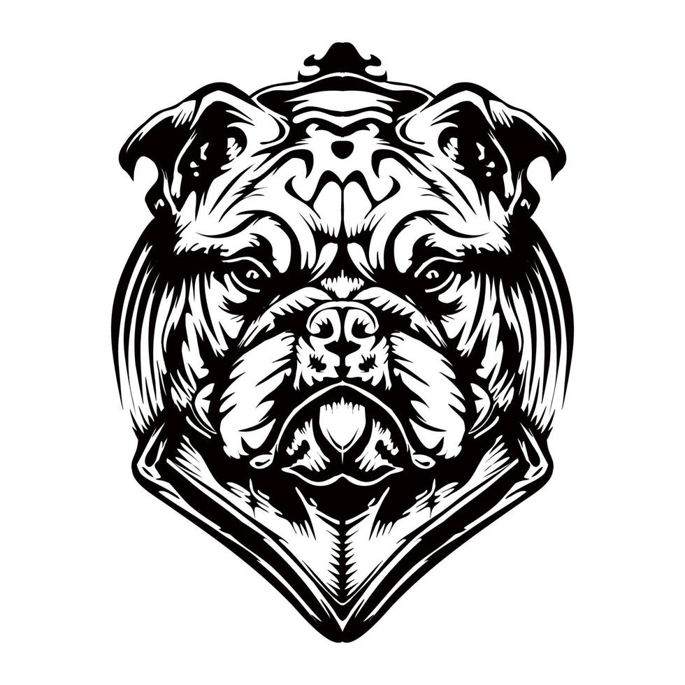 desenho de contorno de silhueta bulldog com raiva vetor