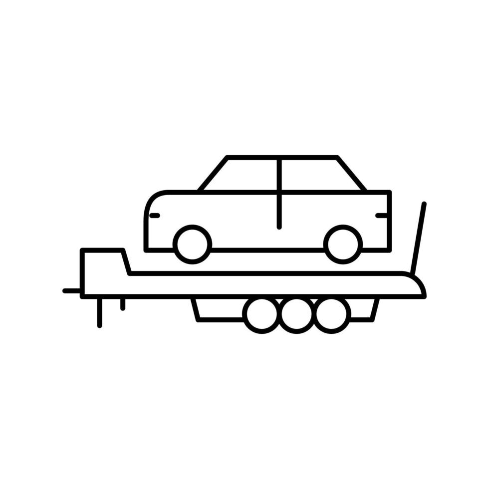 ilustração vetorial de ícone de linha de reboque de transporte de carro vetor