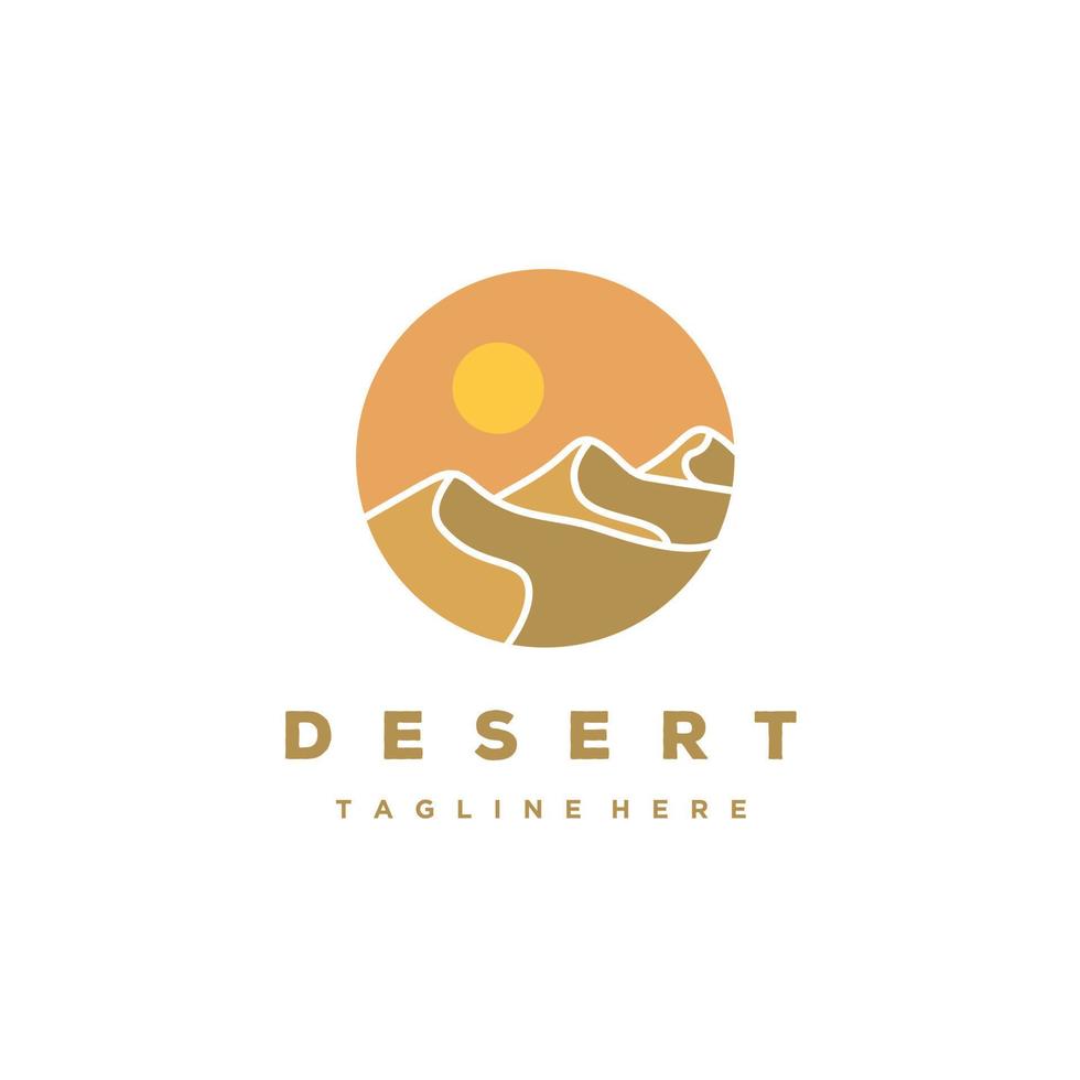 design de logotipo de paisagem desértica mostrando dunas de areia vetor