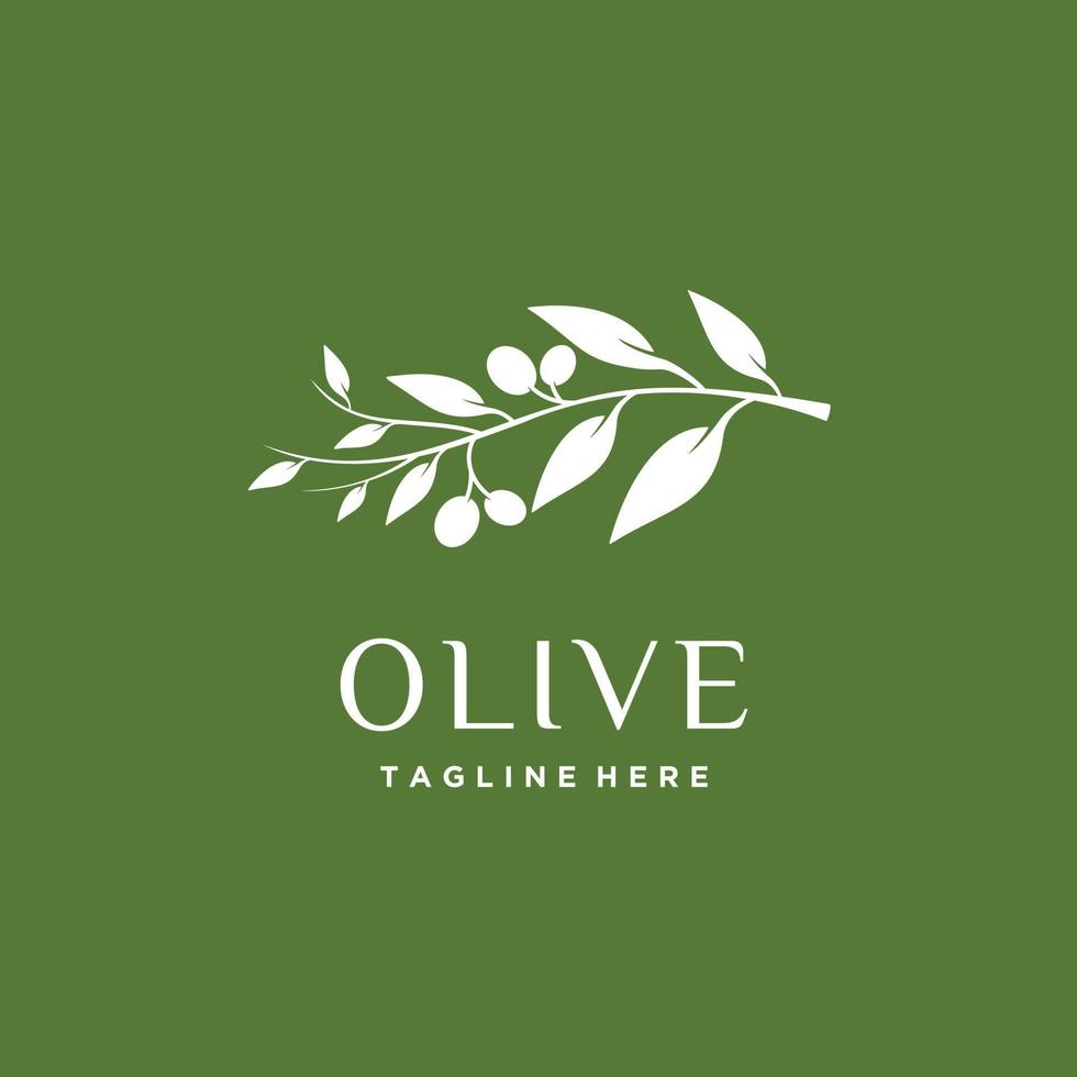 vetor de design de logotipo minimalista de oliveira sobre fundo verde