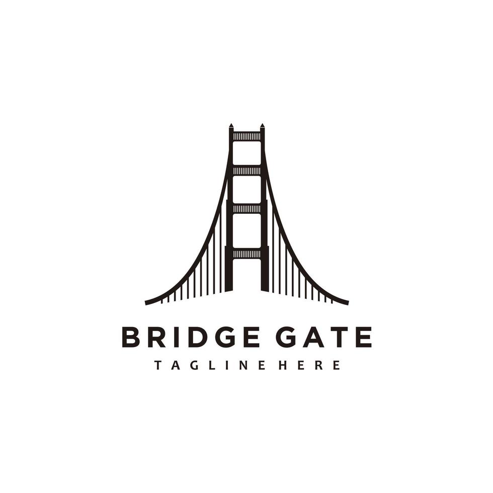 vetor de ícone de design de logotipo minimalista de portão de ponte
