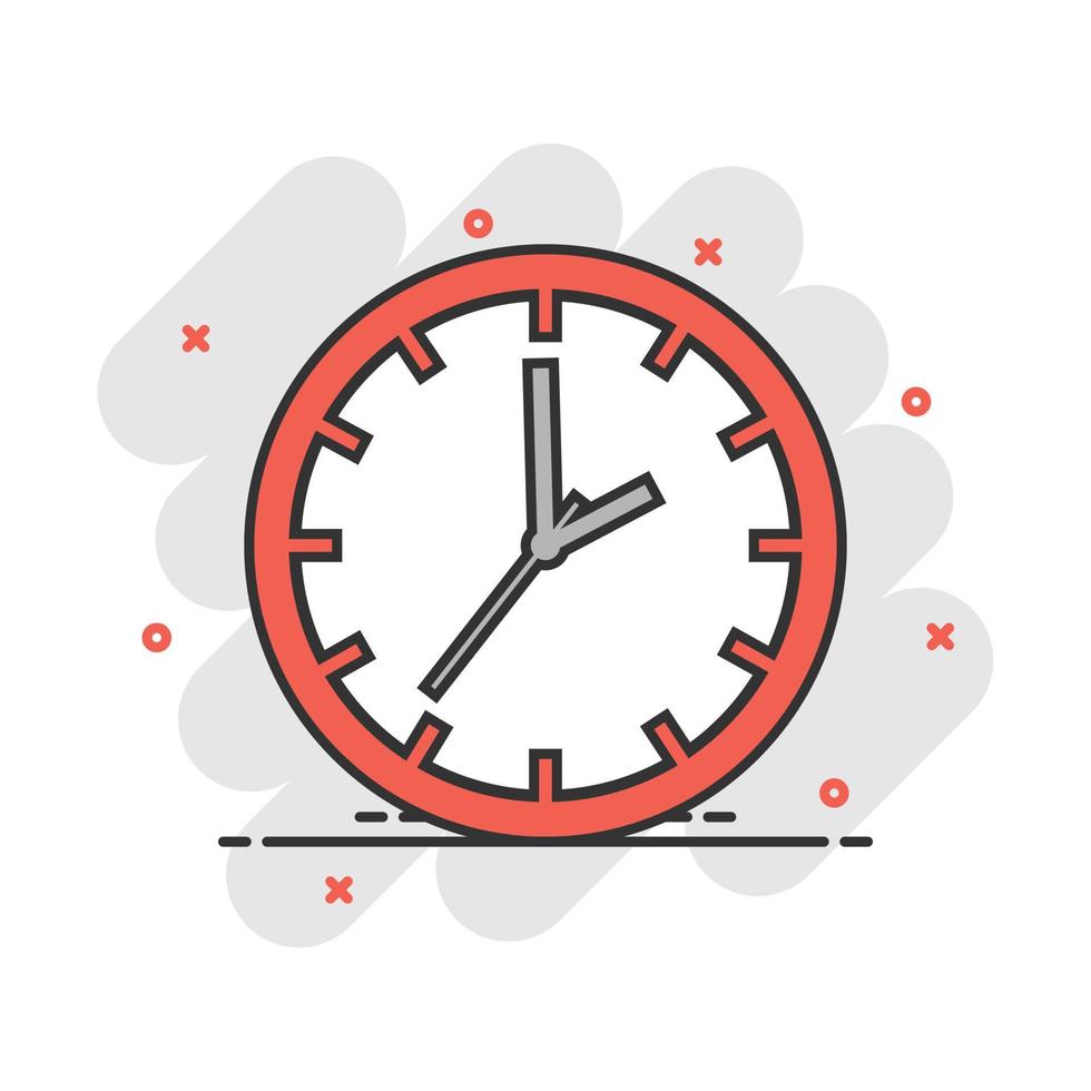 ícone do temporizador do relógio dos desenhos animados em estilo cômico. pictograma de ilustração de sinal de tempo. assista o conceito de negócio de respingo. vetor