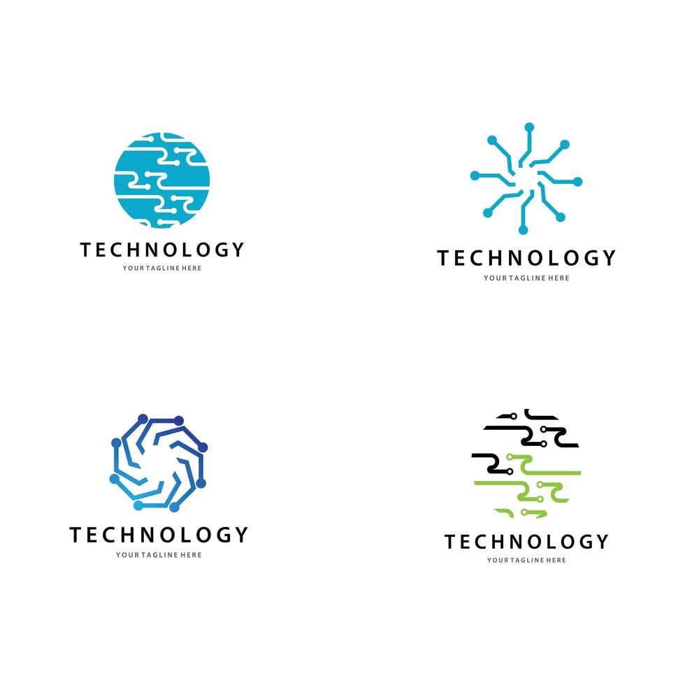 conjunto de ícones de logotipo de tecnologia vetor