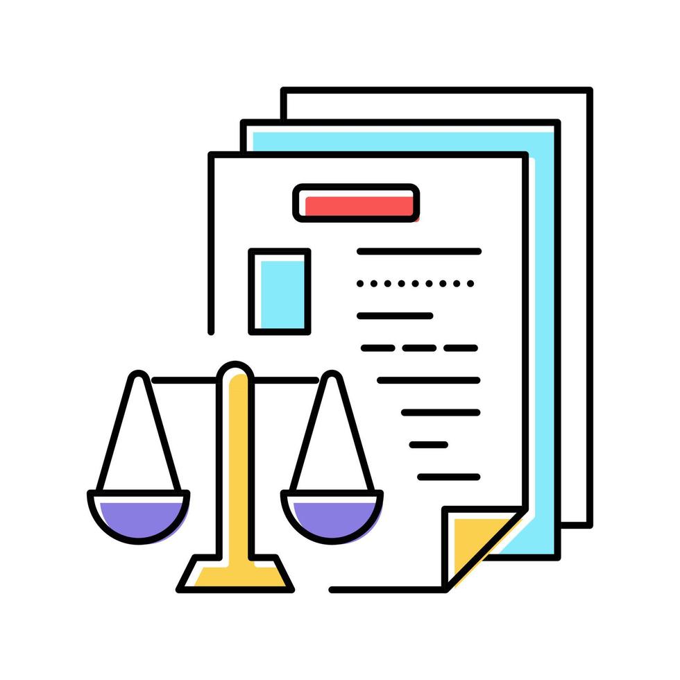 ilustração em vetor ícone de cor de dicionário de lei de burocracia