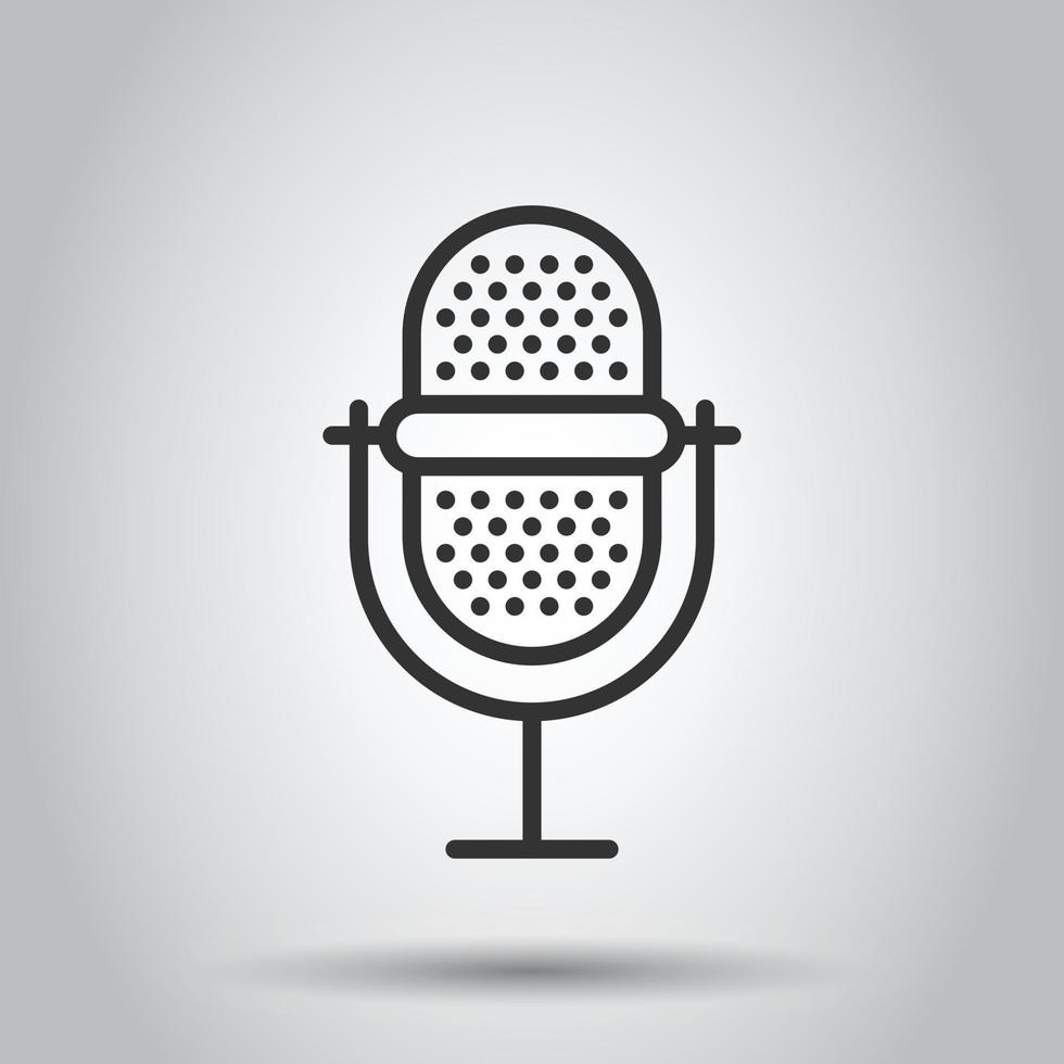 ícone de microfone em estilo simples. ilustração em vetor estúdio microfone em fundo branco isolado. conceito de negócio de gravação de áudio.