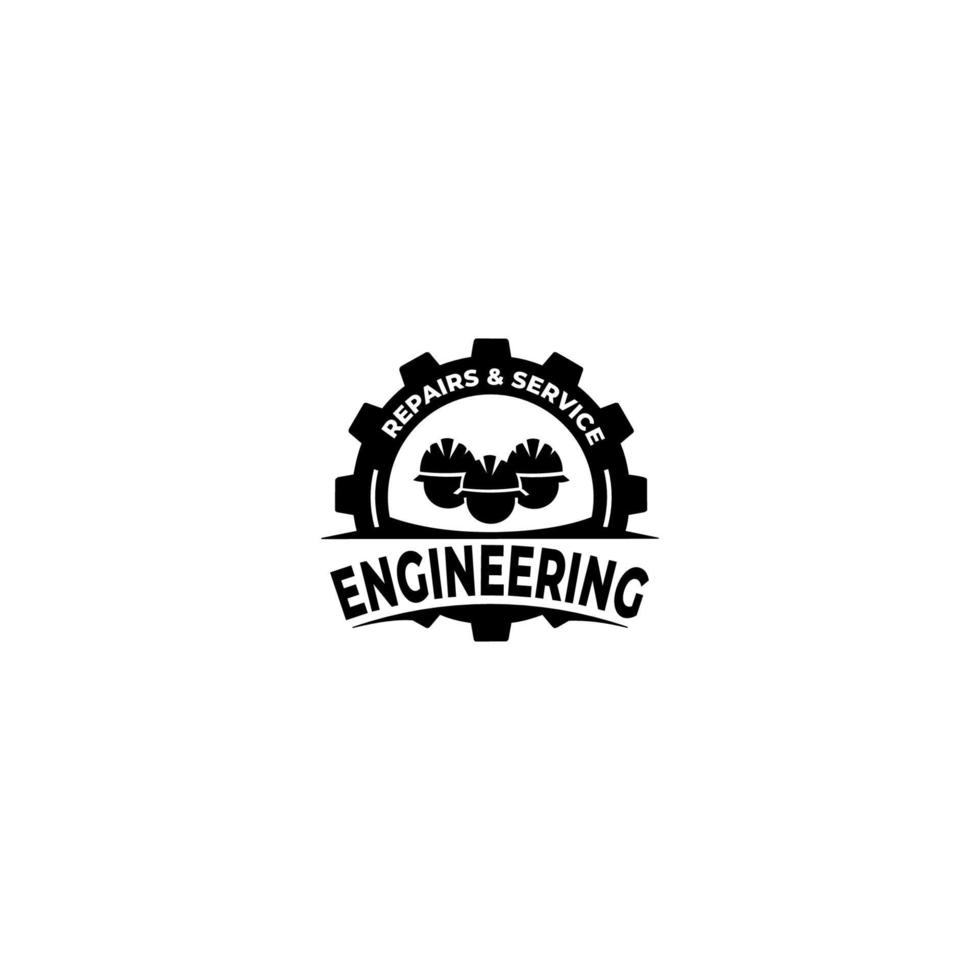 vetor de design de modelo de logotipo de engenheiro. trabalhador de engenharia e construção. trabalhadores de engenheiros industriais.