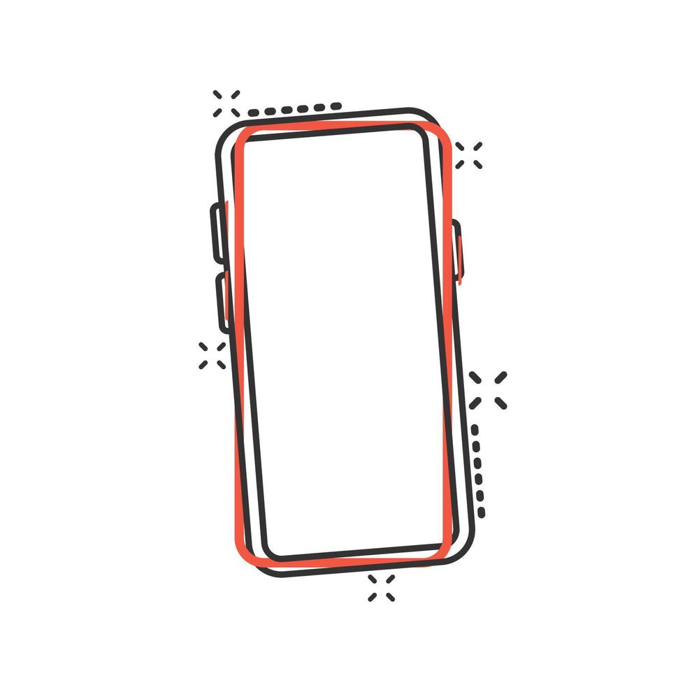 ícone de tela em branco do smartphone em estilo cômico. desenho animado para celular vetor