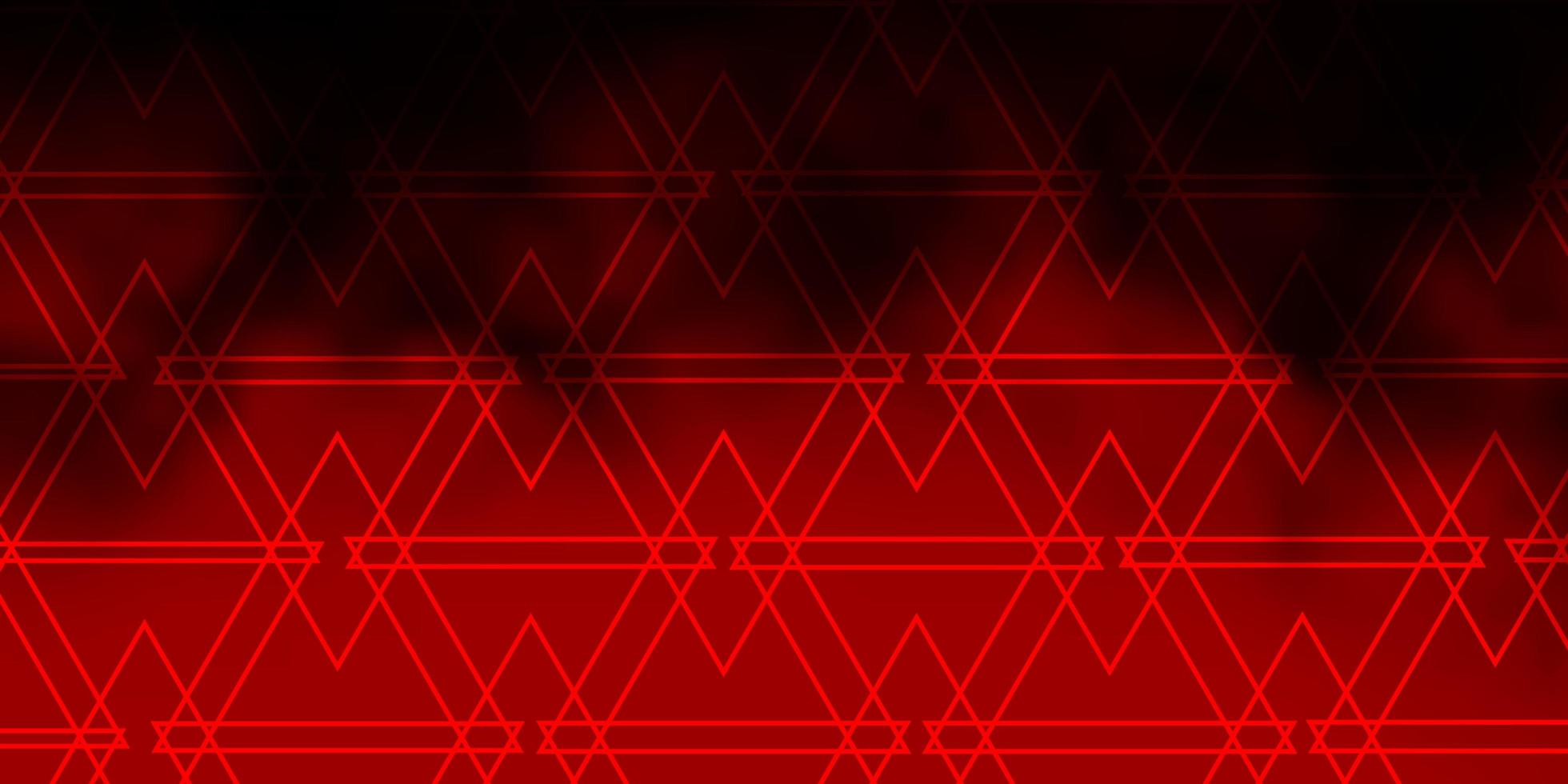 pano de fundo vector vermelho e amarelo escuro com linhas, triângulos.
