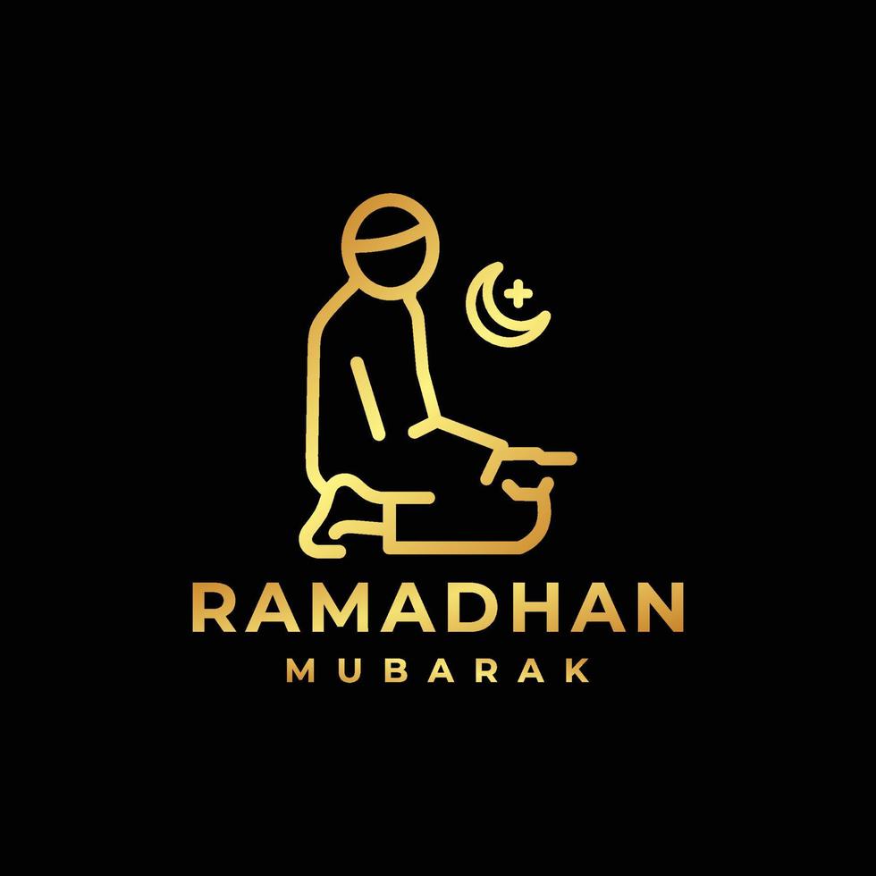 logotipo do ramadã. ilustração em vetor de design de logotipo dourado de oração islâmica