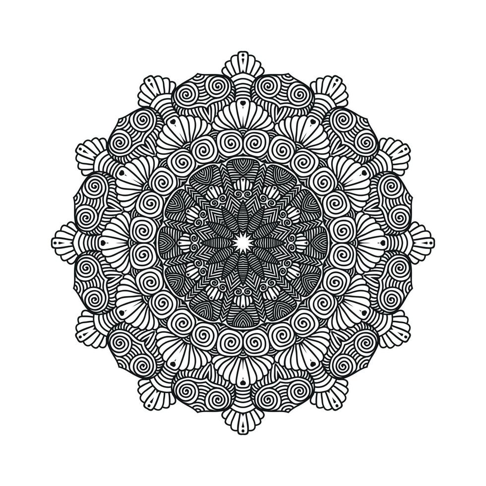 arte de mandala de flor preto e branco vetor